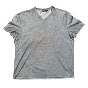 Michael Kors Men's Cotton / Poly V-neck Shirt Black Space Dye Size XL